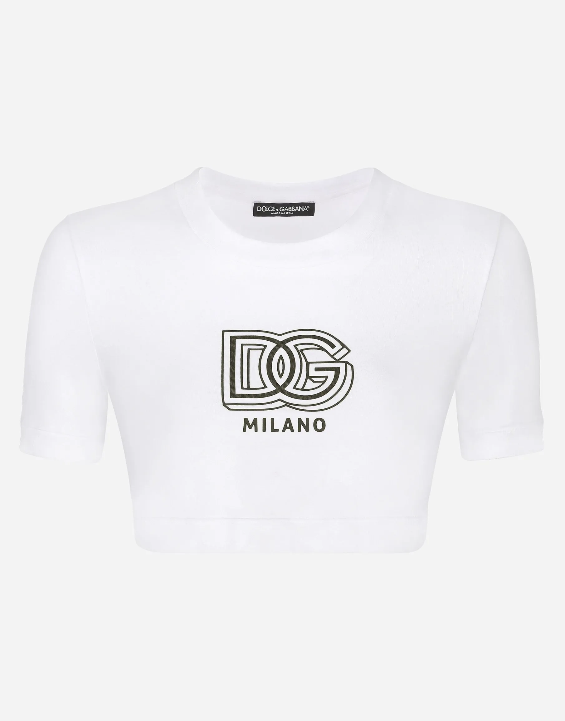 Cropped jersey T-shirt with DG lettering