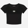Cropped jersey T-shirt with Dolce&Gabbana tag