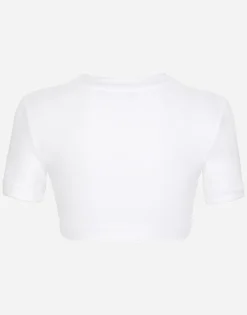 Cropped jersey T-shirt with DG lettering
