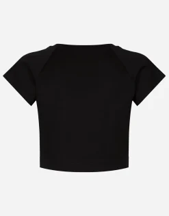 Cropped jersey T-shirt with Dolce&Gabbana tag