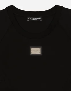 Cropped jersey T-shirt with Dolce&Gabbana tag
