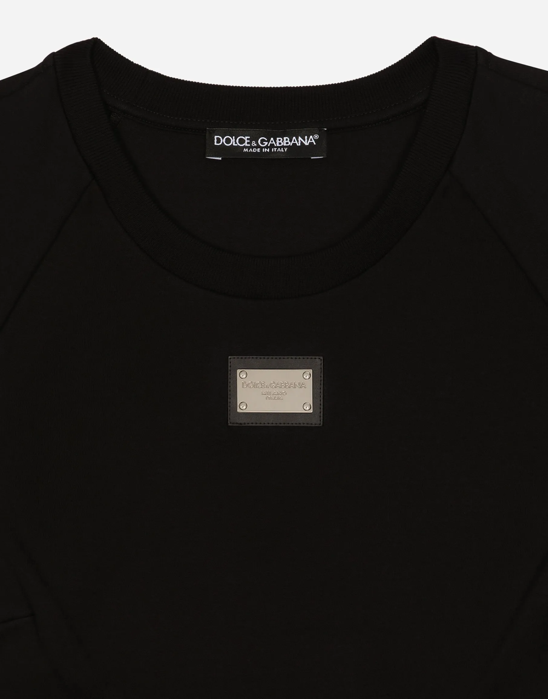 Cropped jersey T-shirt with Dolce&Gabbana tag