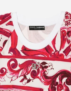 Cropped Majolica-print jersey T-shirt