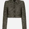 Cropped speckled tweed jacket