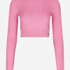 Cropped sweater in ribbed silk
