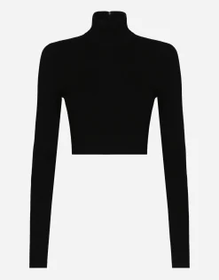 Cropped turtle-neck top