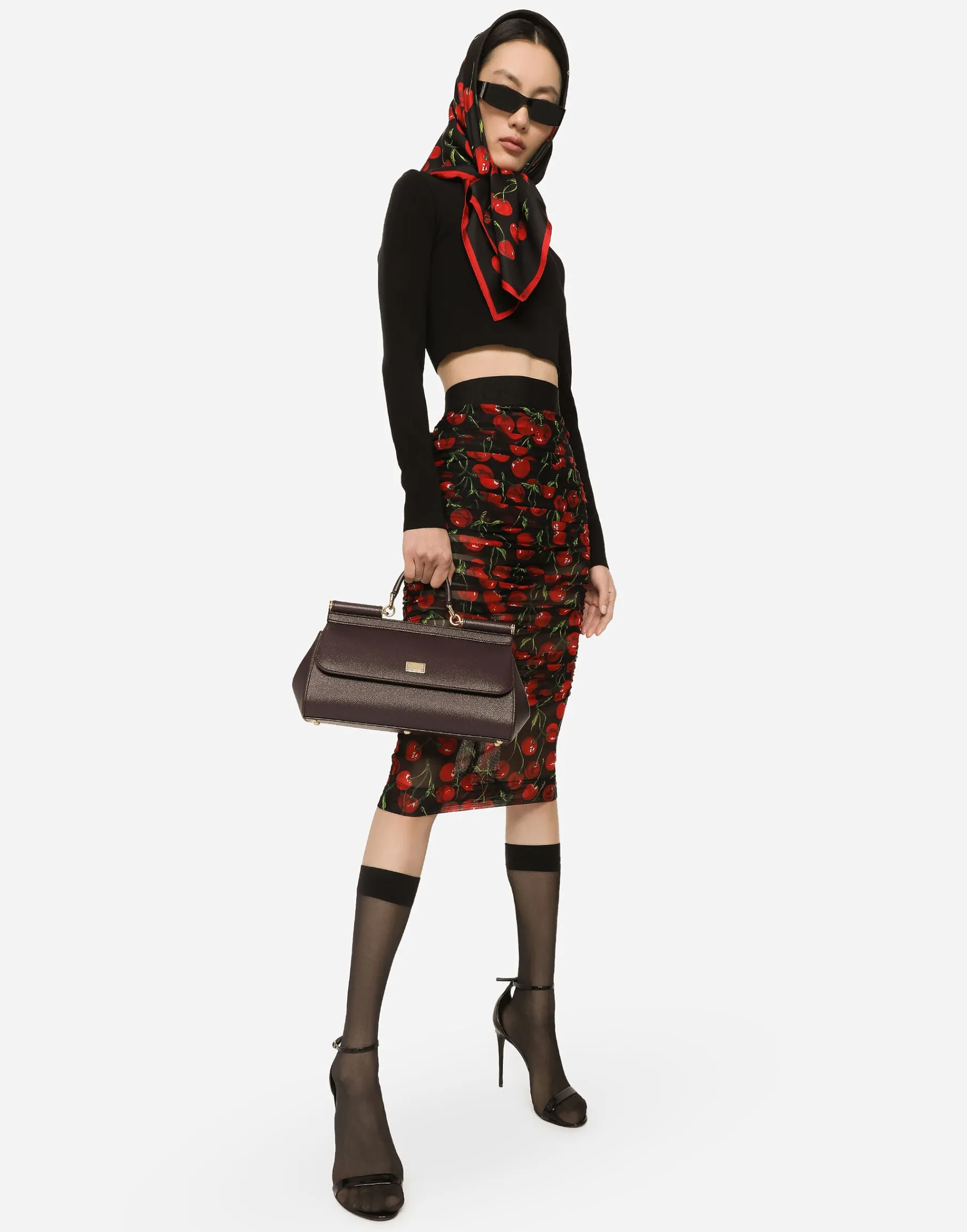 Cropped turtle-neck top