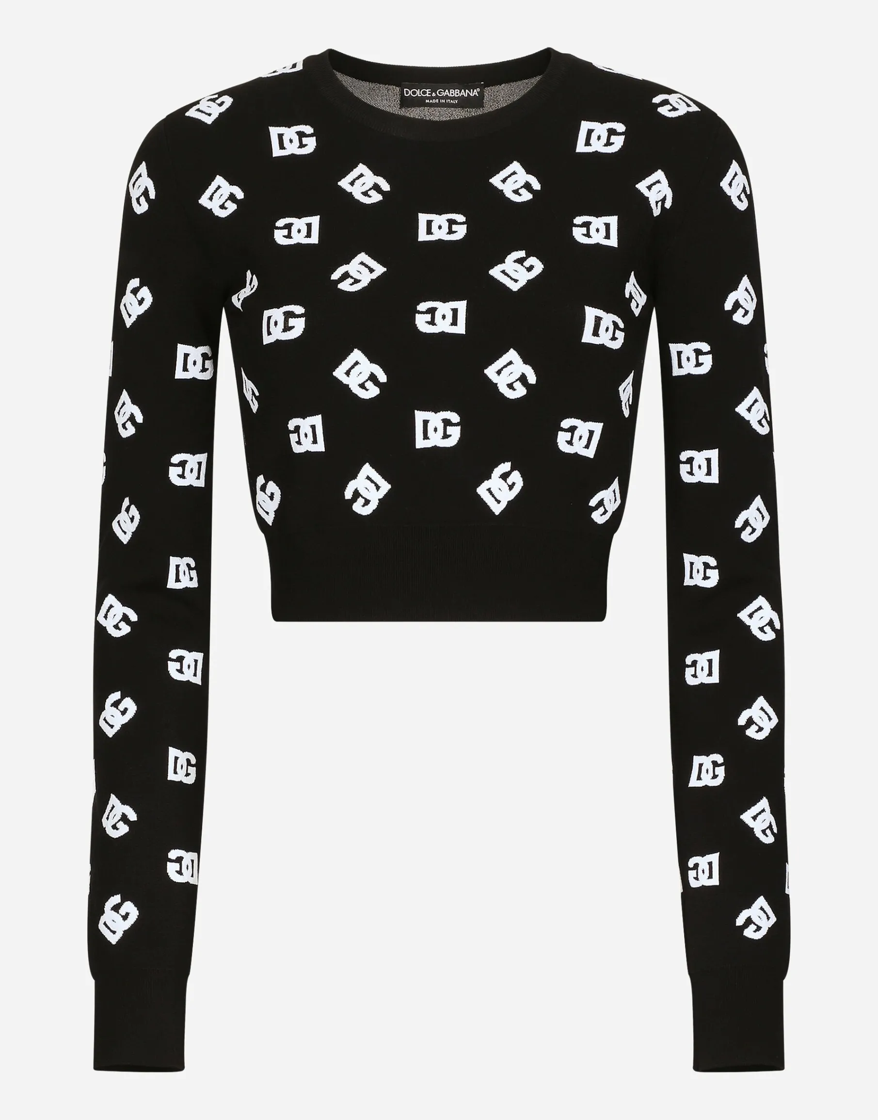 Cropped viscose jacquard sweater with DG logo