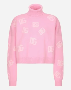 Cropped wool sweater with DG logo inlay