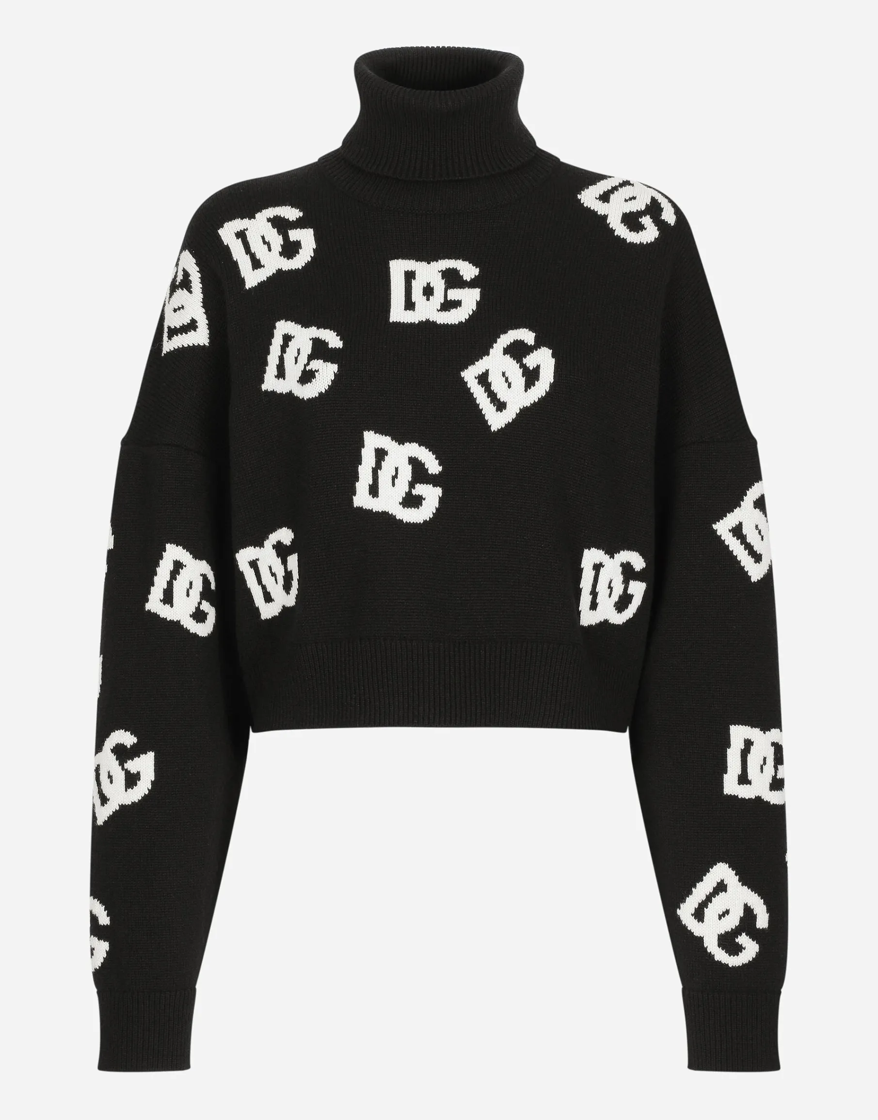 Cropped wool sweater with DG logo inlay