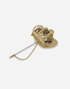 Crown brooch with quartzes and diamonds