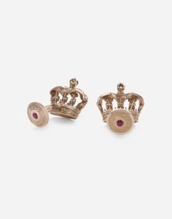 Crown white gold cufflinks with black diamonds