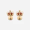 Crown yellow gold crown cufflinks with red jasper