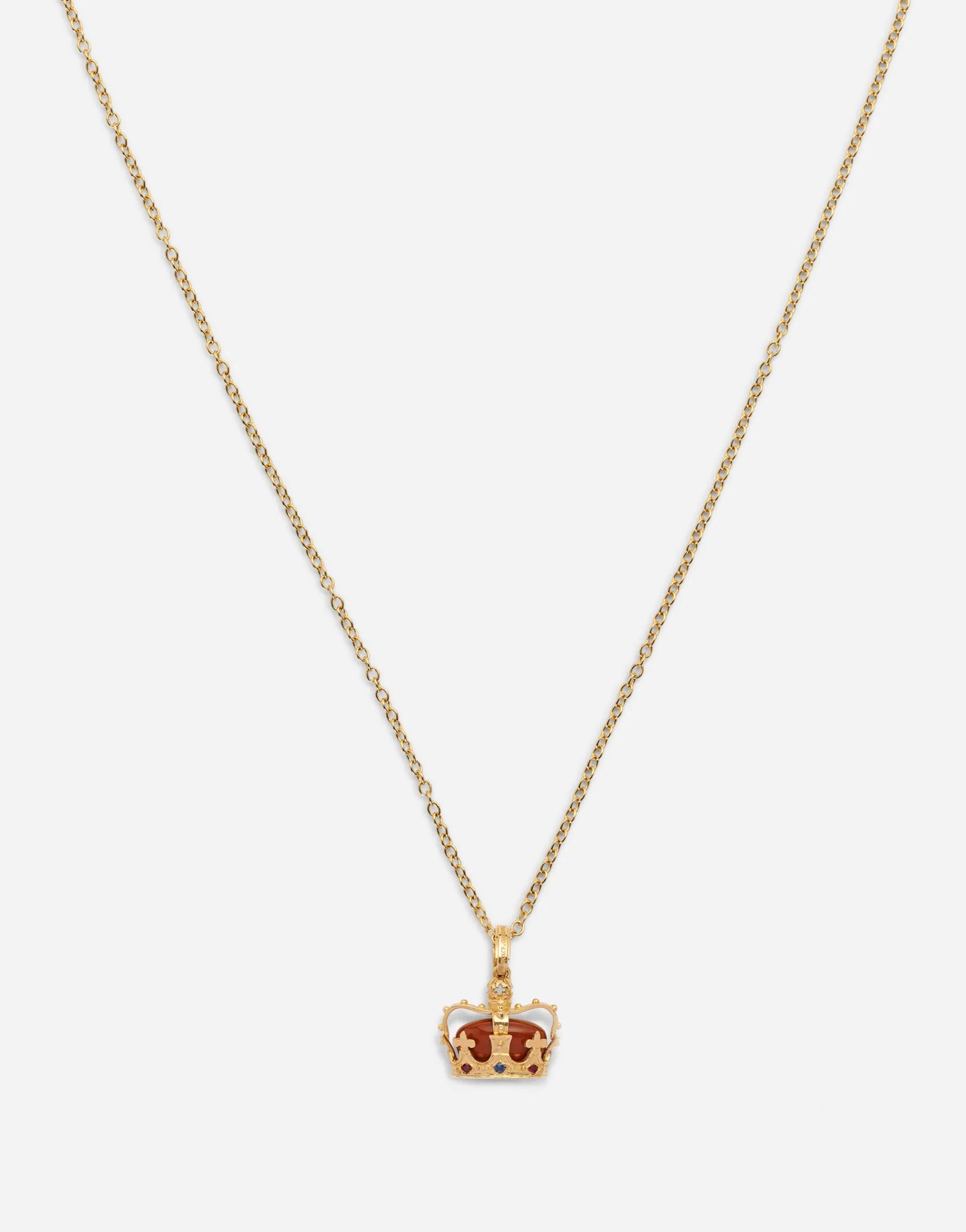Crown yellow gold crown pendant with red jasper on the inside