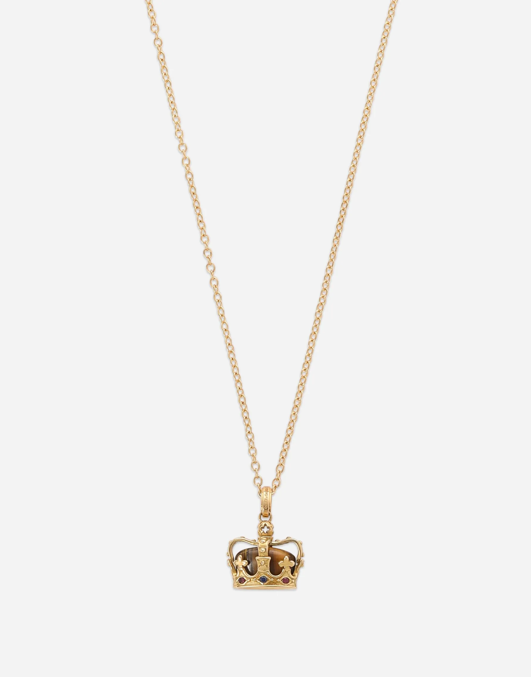 Crown yellow gold pendant with iron eye