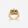 Crown yellow gold ring with iron eye on the inside