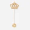 Crown yellow gold stick pin brooch