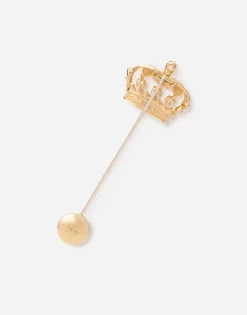 Crown yellow gold stick pin brooch