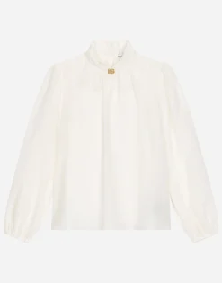 Crêpe de chine blouse with DG logo