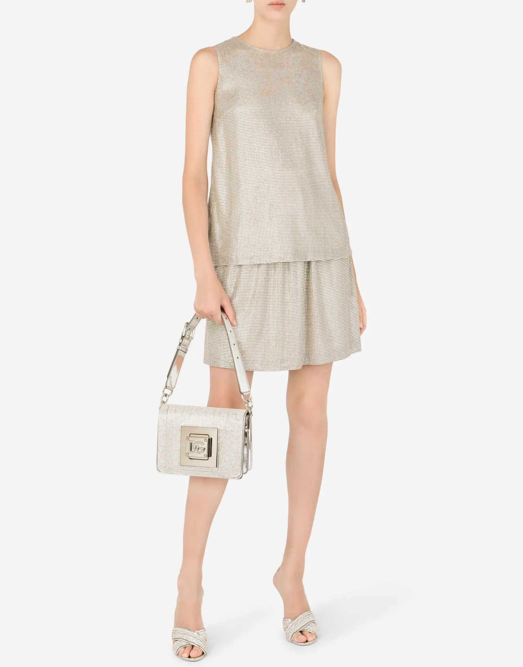 Crystal mesh midi skirt