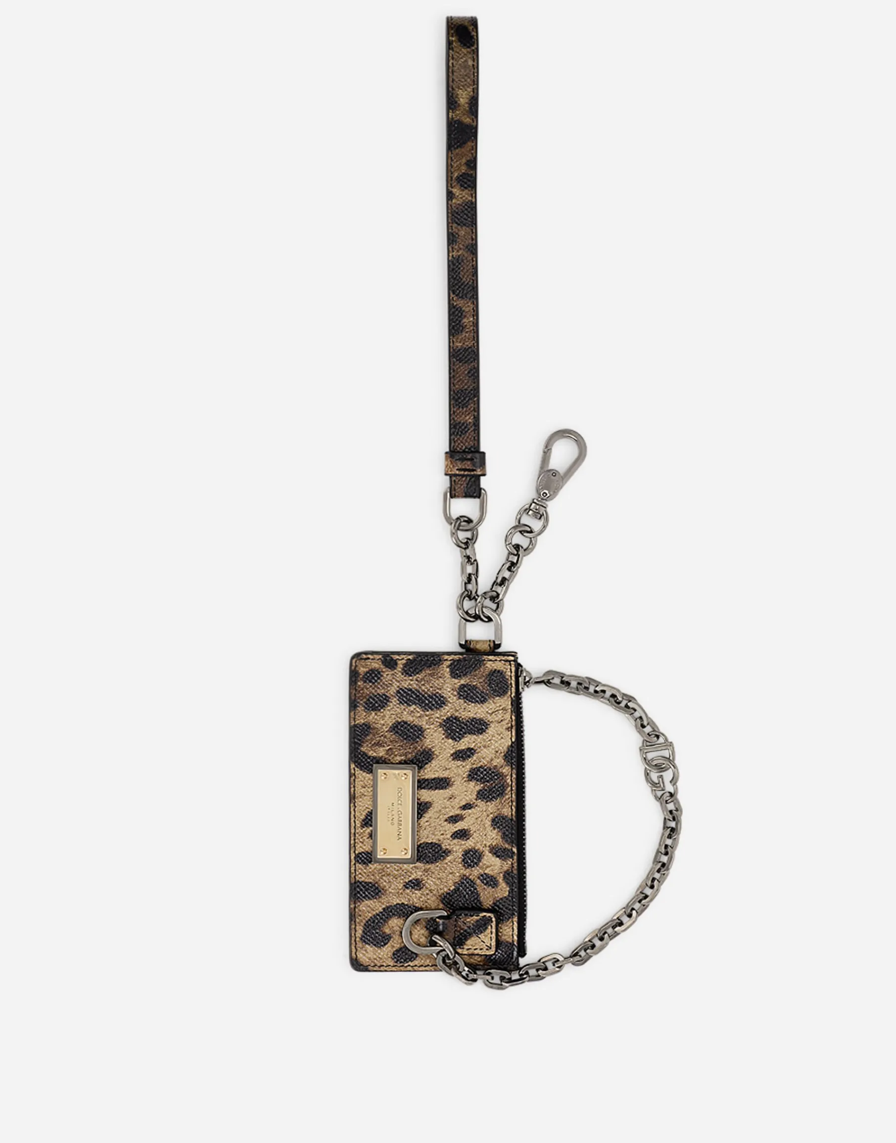 Dauphine calfskin card holder with leopard print