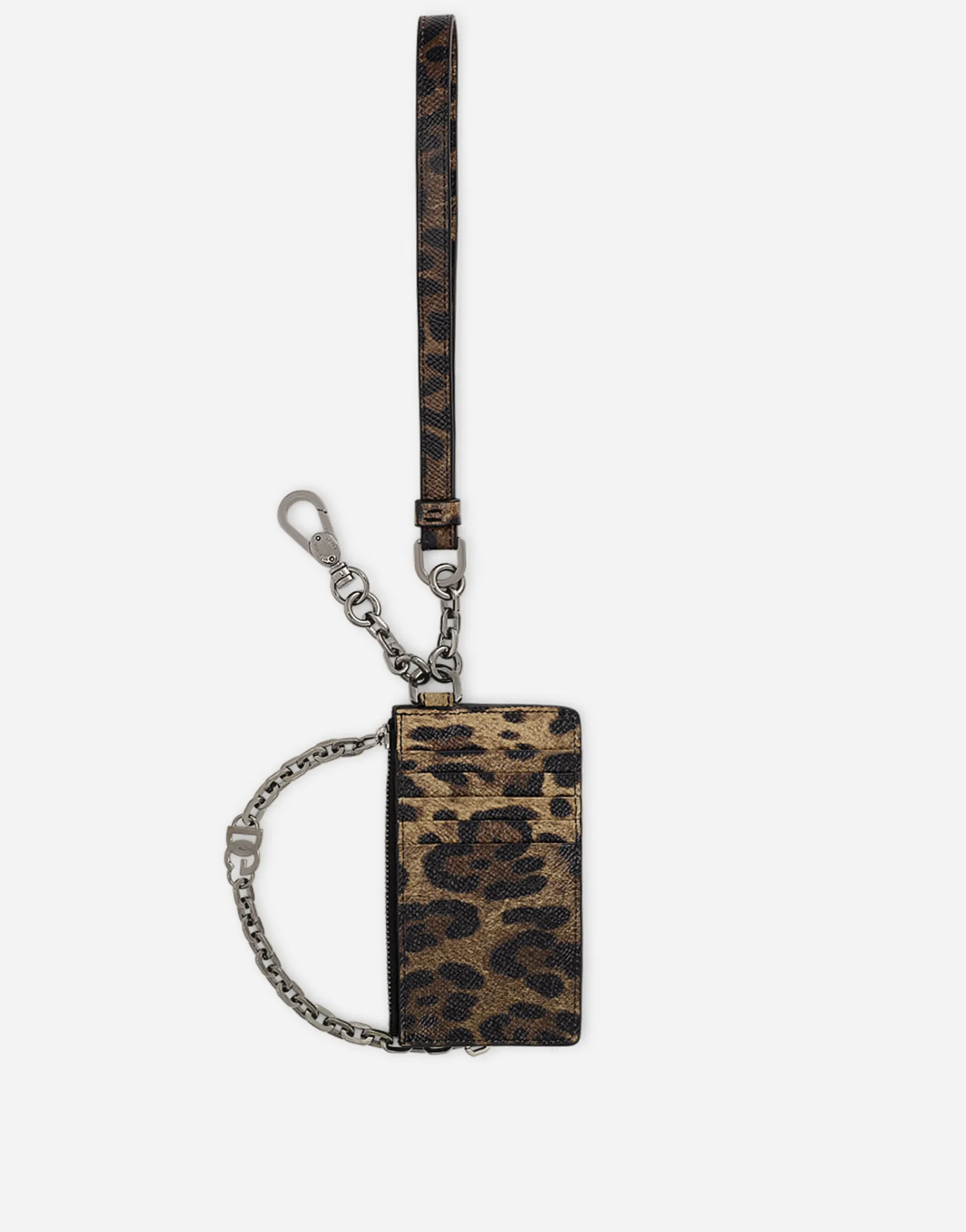 Dauphine calfskin card holder with leopard print