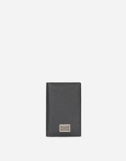 Dauphine-print calfskin bifold card holder