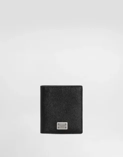 Dauphine-print calfskin bifold card holder