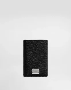 Dauphine-print calfskin bifold card holder