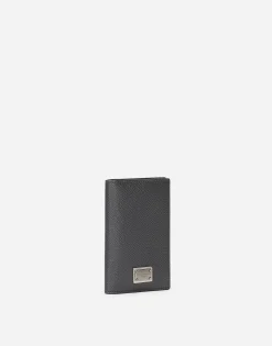 Dauphine-print calfskin bifold card holder