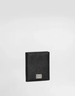 Dauphine-print calfskin bifold card holder