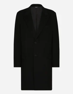 Deconstructed single-breasted wool coat