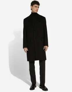 Deconstructed single-breasted wool coat