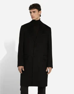 Deconstructed single-breasted wool coat