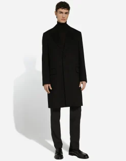 Deconstructed single-breasted wool coat