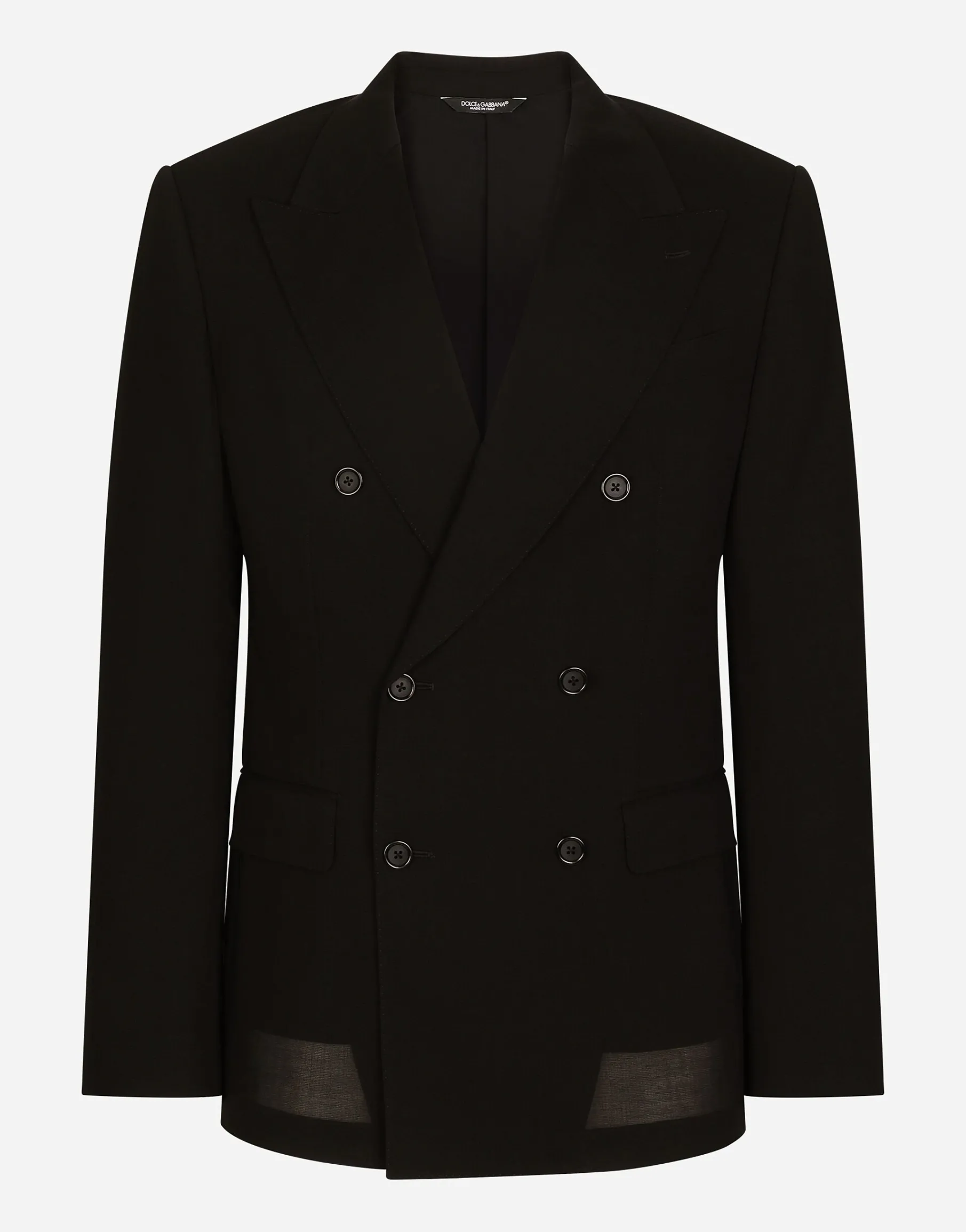 Deconstructed wool gauze double-breasted jacket