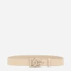 Deerskin-print calfskin belt with logo print