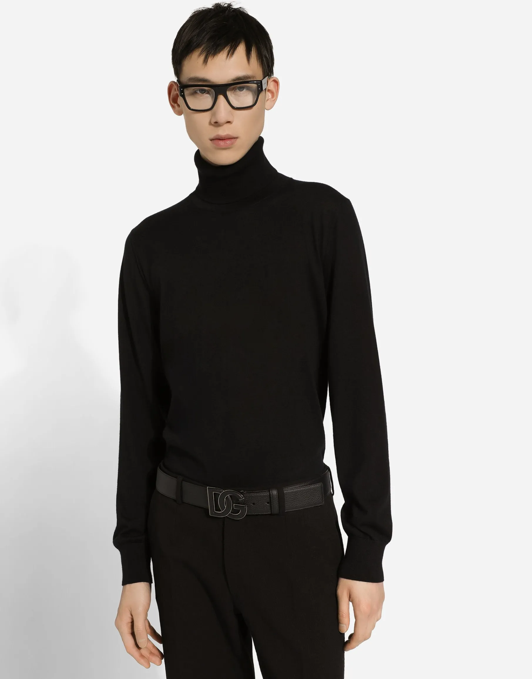 Deerskin-print calfskin belt with logo print