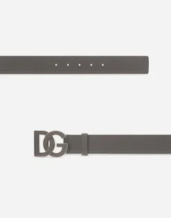 Deerskin-print calfskin belt with logo print
