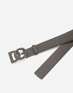 Deerskin-print calfskin belt with logo print