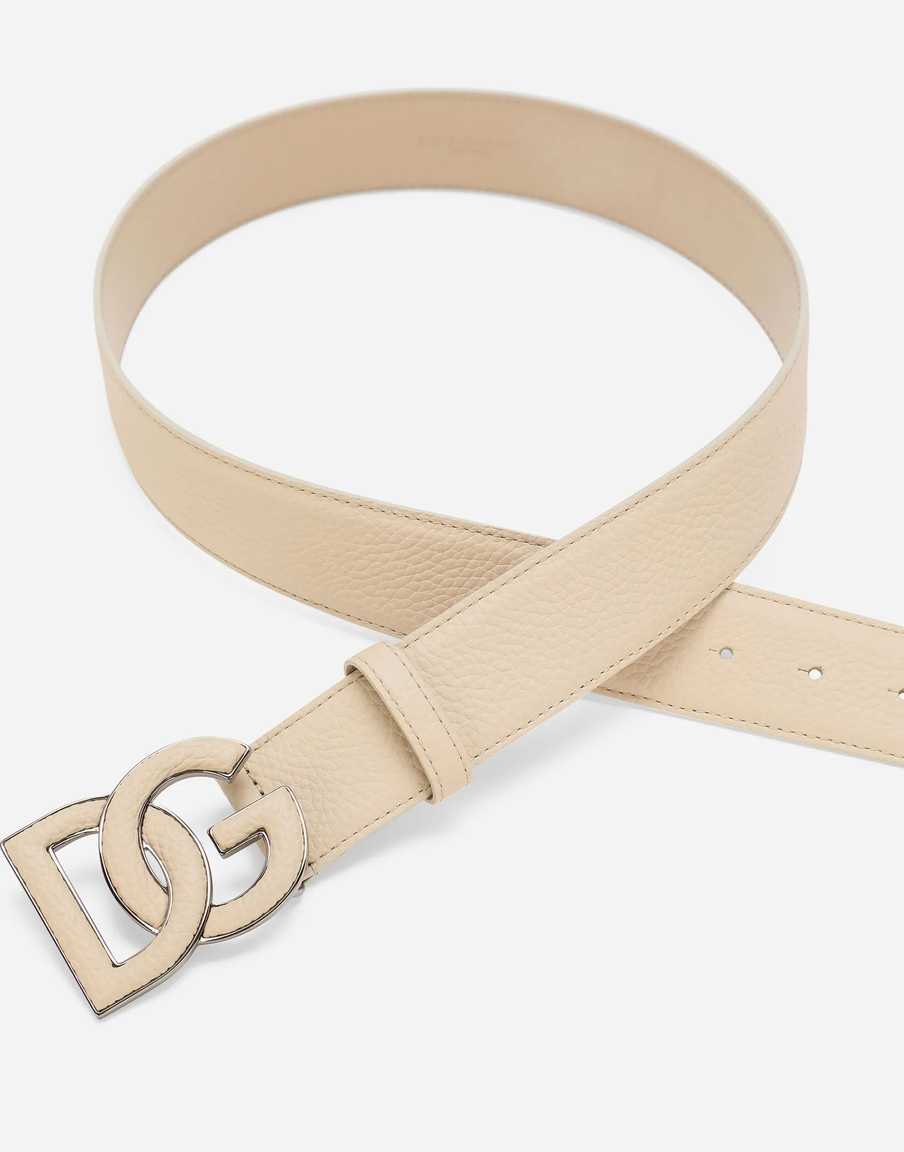 Deerskin-print calfskin belt with logo print