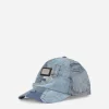 Denim baseball cap with logo tag