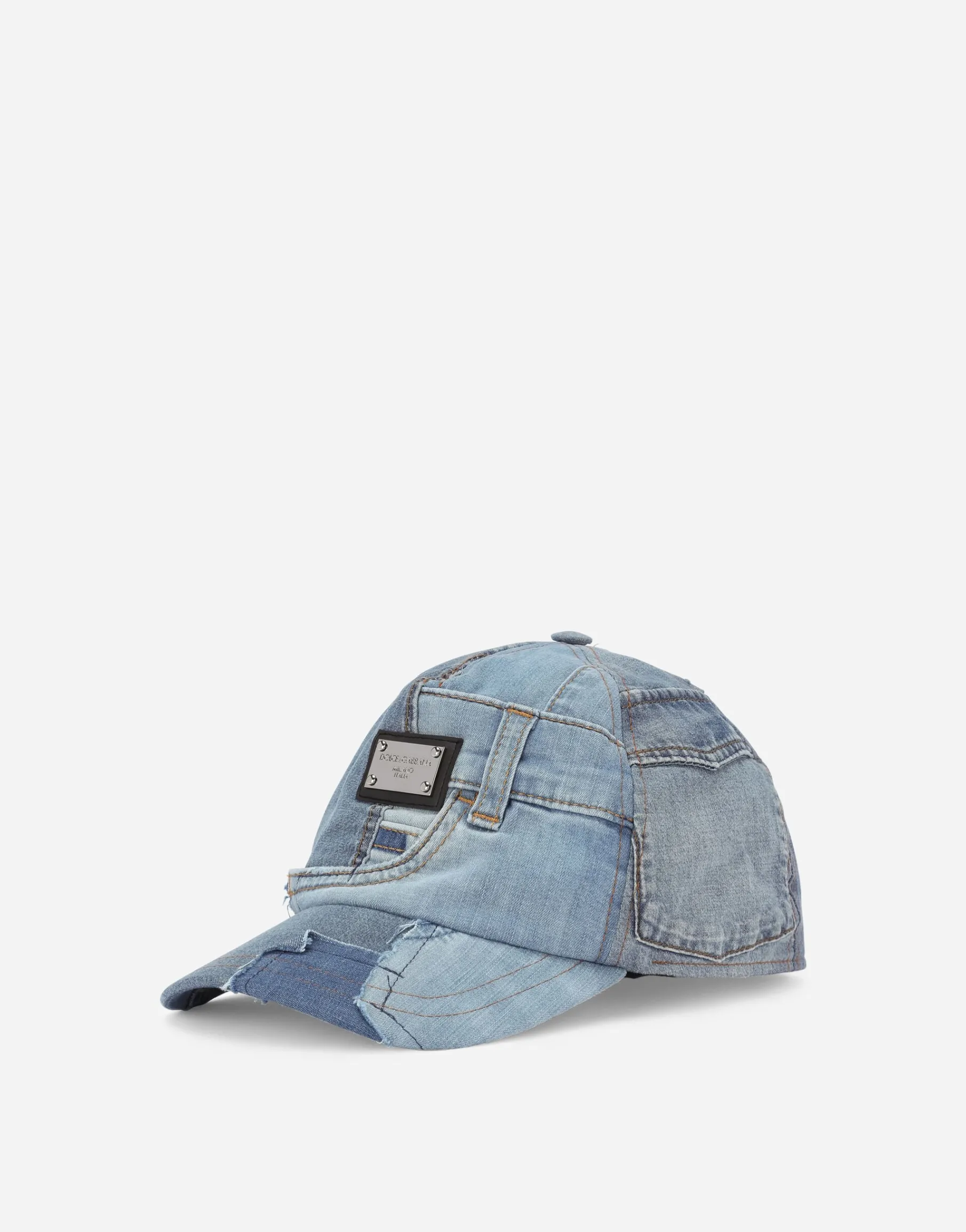Denim baseball cap with logo tag