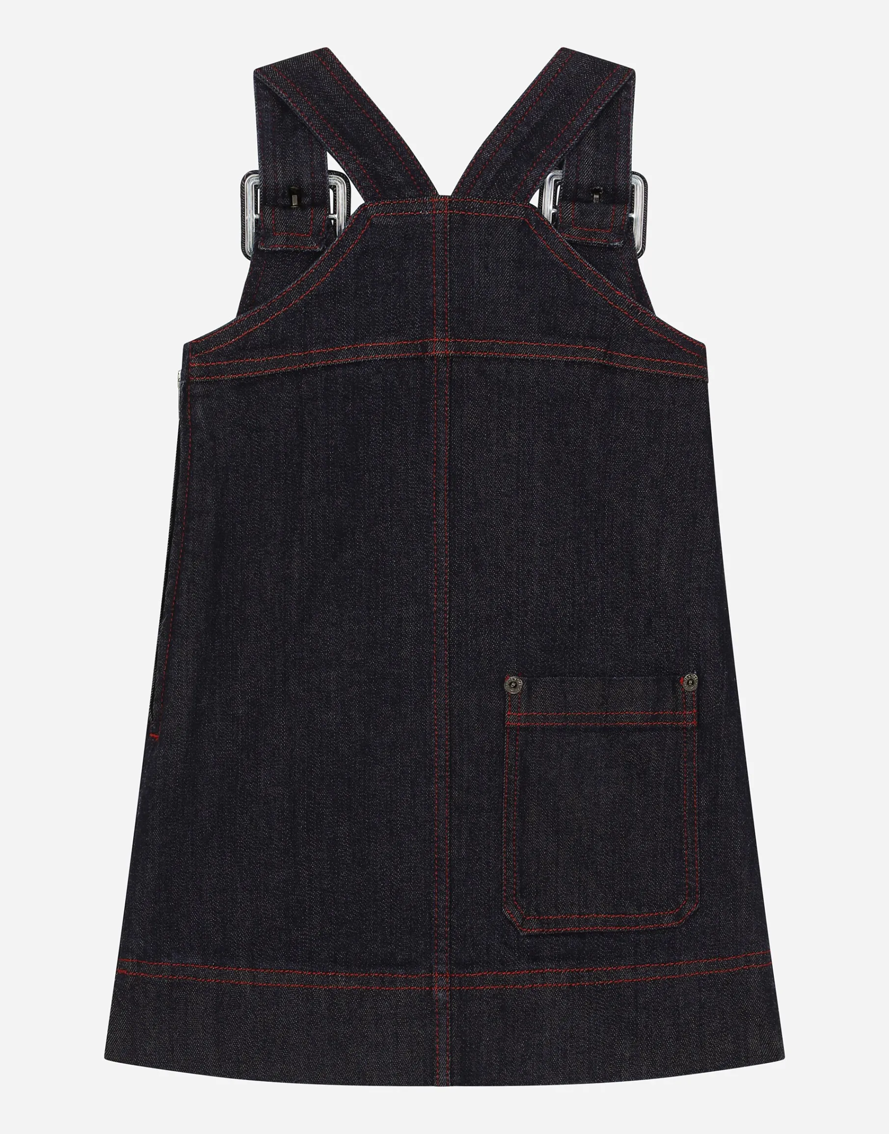 Denim dress with branded tag