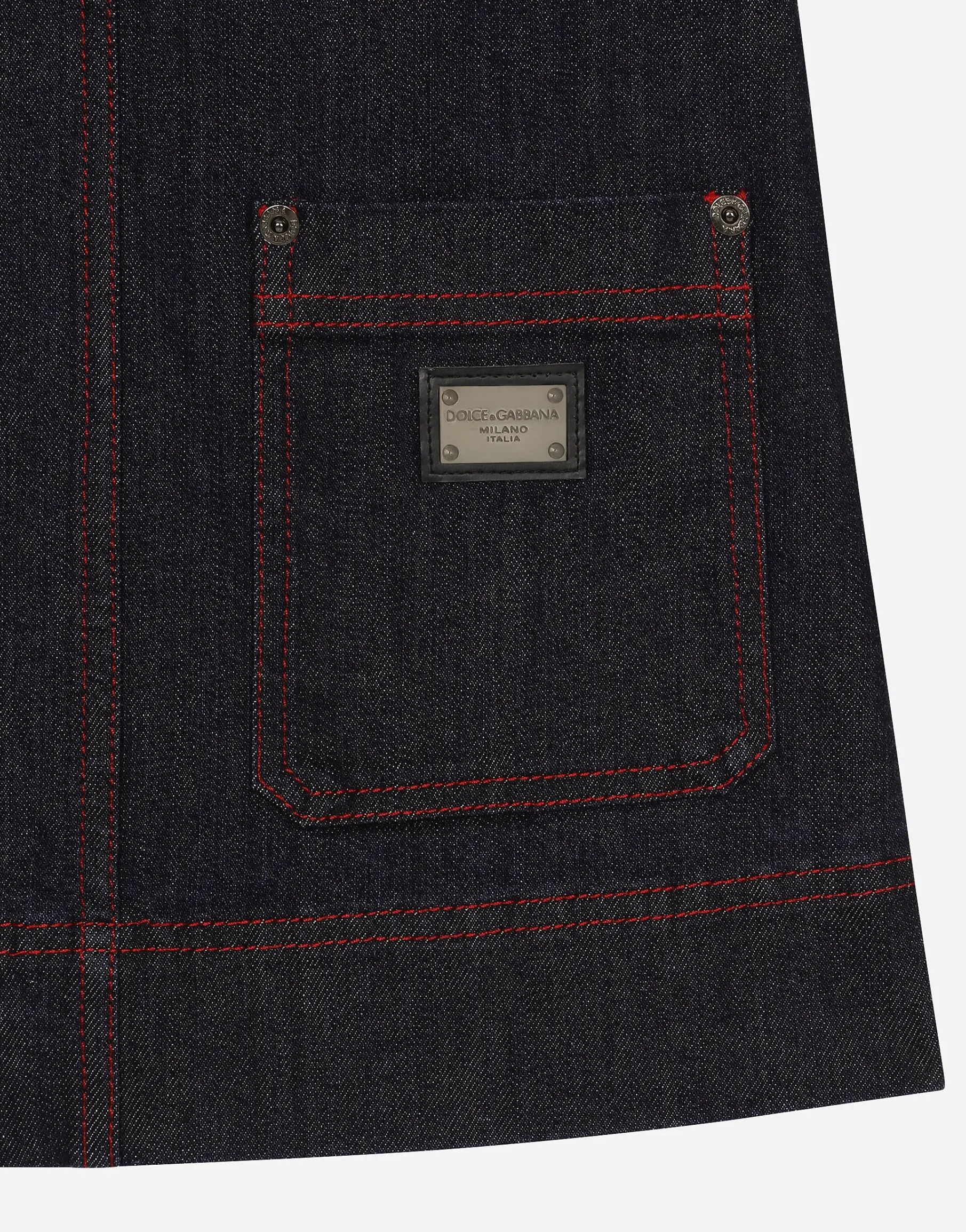 Denim dress with branded tag