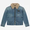 Denim jacket with faux fur lining