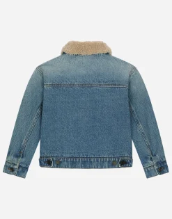 Denim jacket with faux fur lining