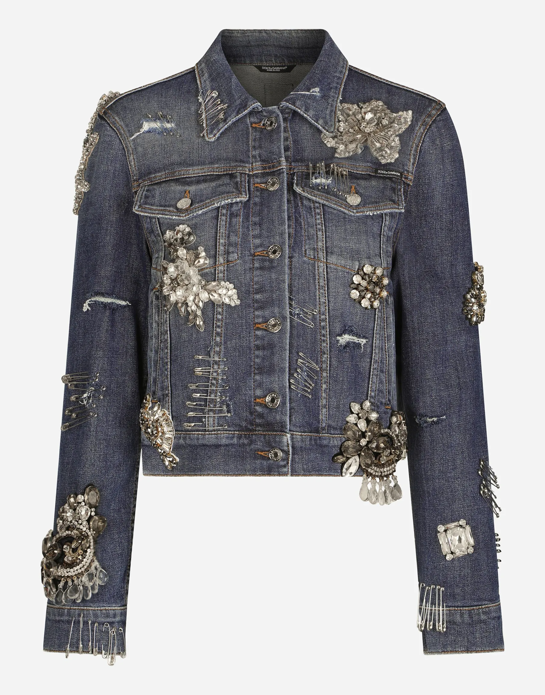 Denim jacket with rhinestone details
