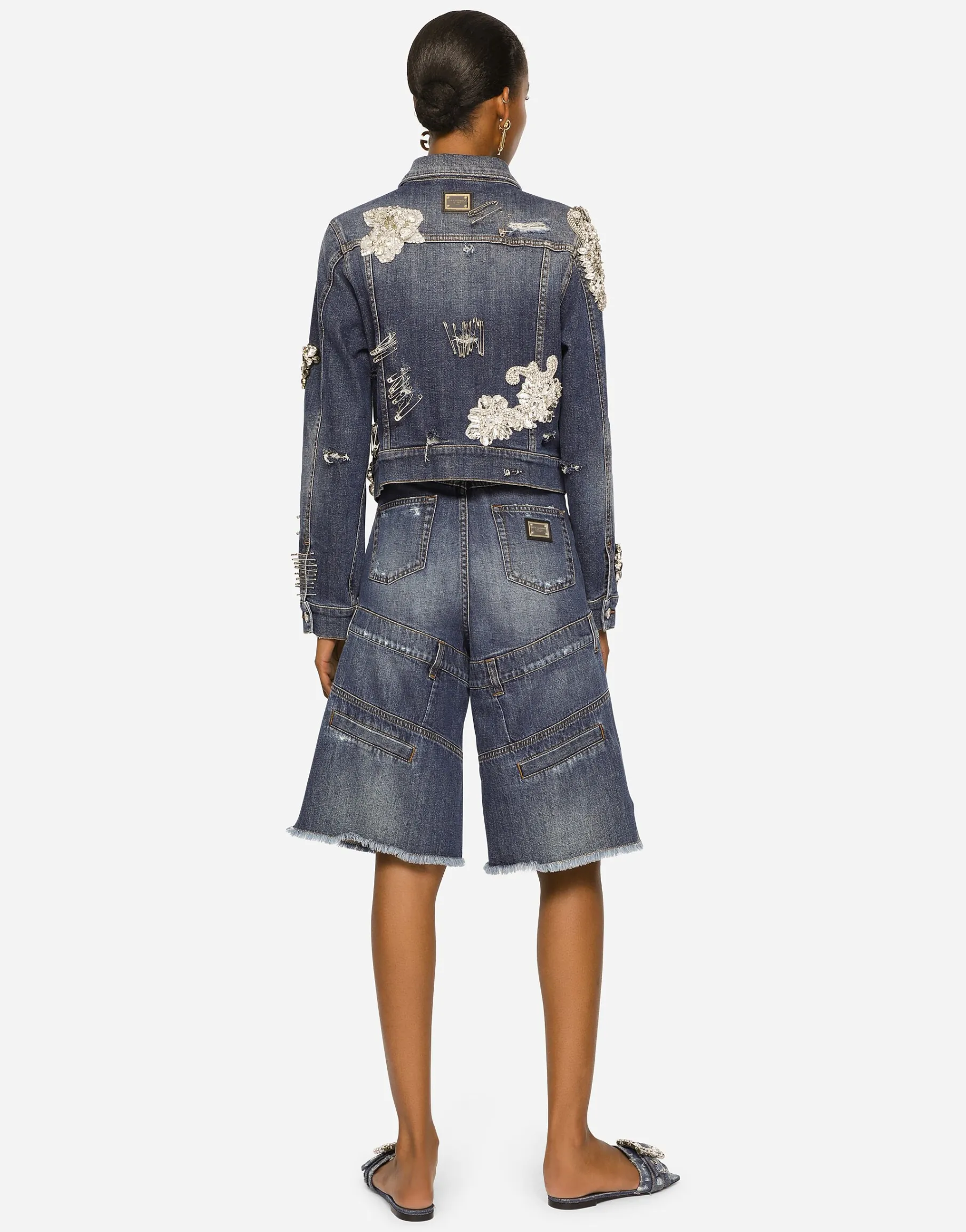 Denim jacket with rhinestone details