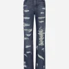 Denim jeans with rips